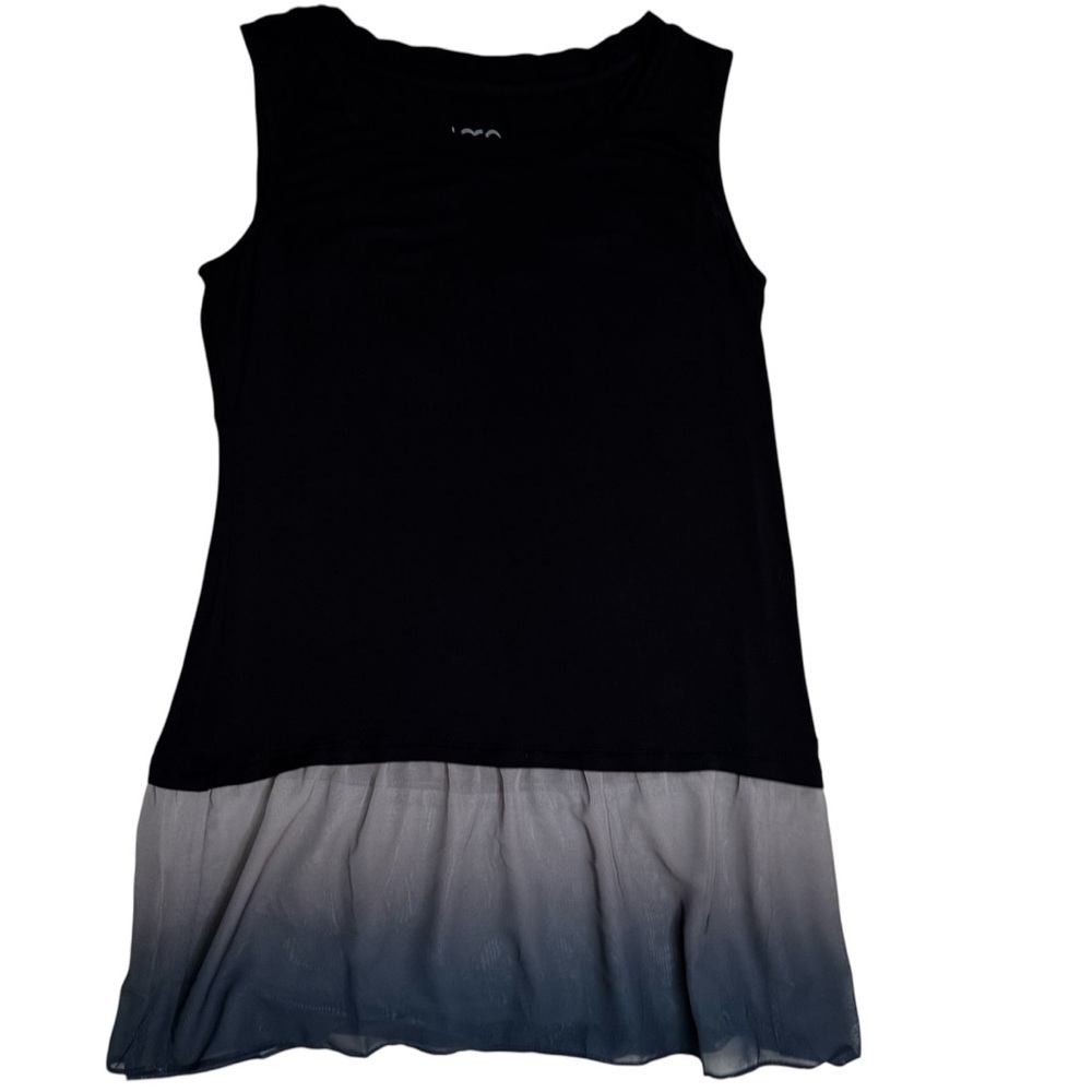 LOGO by Lori Goldstein Black Tank Top Shirt Tee Size XS Ombré Chiffon Bottom NEW